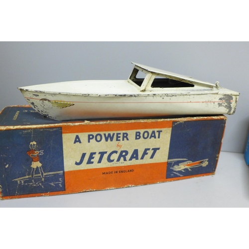 610 - A power boat by Jetcraft, boxed, box a/f and a Keikraft Phantom Mite 16