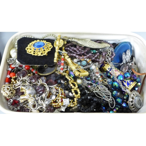 627 - Two boxes of costume jewellery