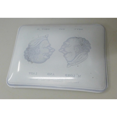 636 - A Rex Whistler novelty glass ashtray, M' Lord and Lady, 12cm x 9.5cm