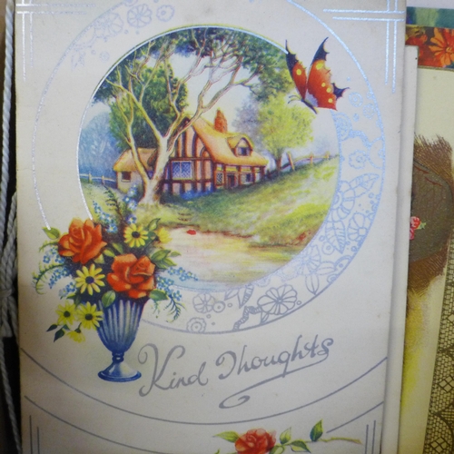 645 - A collection of greetings cards, Edwardian and later