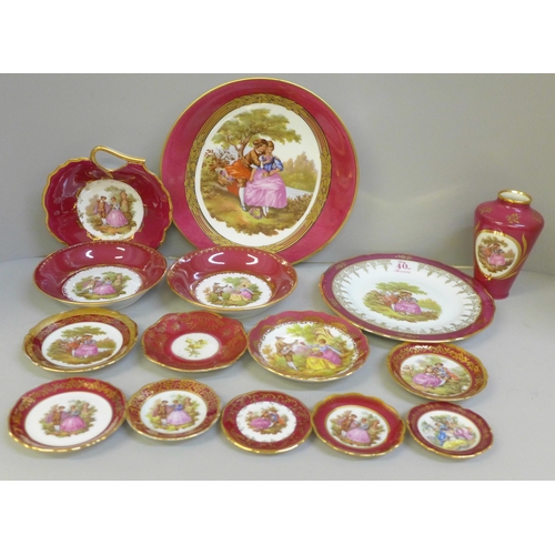 647 - A collection of Limoges porcelain; plates, dishes and vase (15)