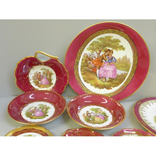 647 - A collection of Limoges porcelain; plates, dishes and vase (15)