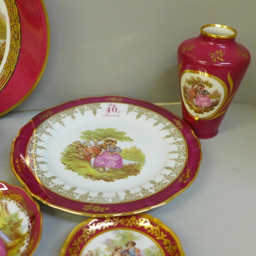 647 - A collection of Limoges porcelain; plates, dishes and vase (15)