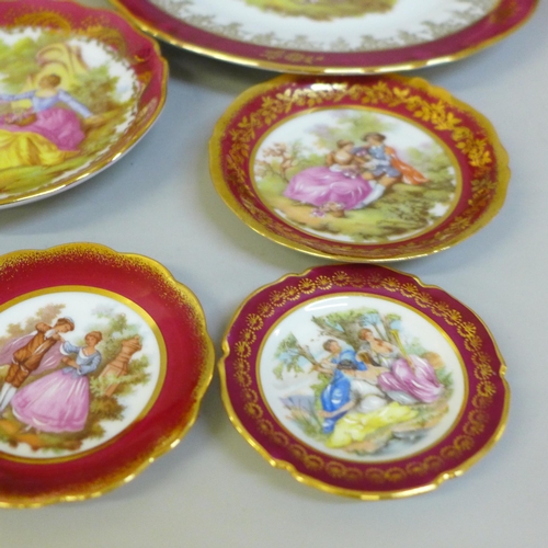 647 - A collection of Limoges porcelain; plates, dishes and vase (15)