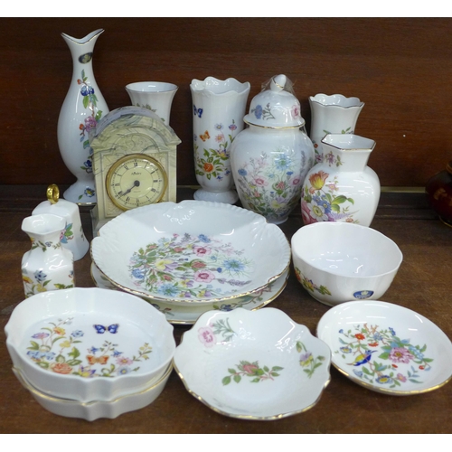 654 - A collection of Aynsley china and an Aynsley clock