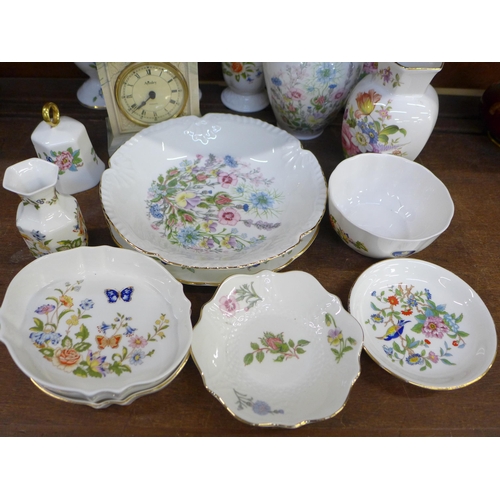 654 - A collection of Aynsley china and an Aynsley clock