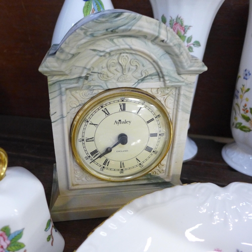 654 - A collection of Aynsley china and an Aynsley clock