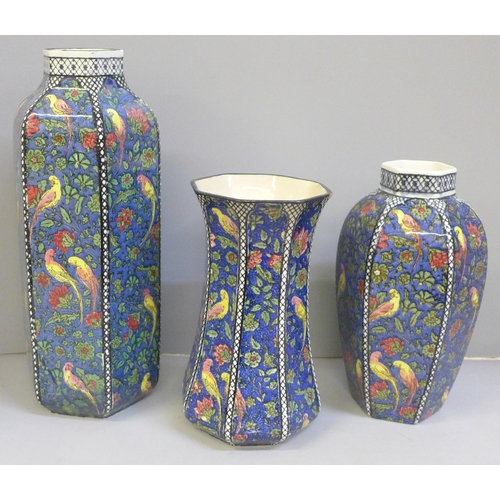 659 - Three Royal Doulton Persian vases, one a/f