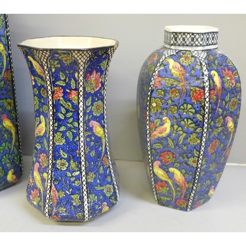 659 - Three Royal Doulton Persian vases, one a/f