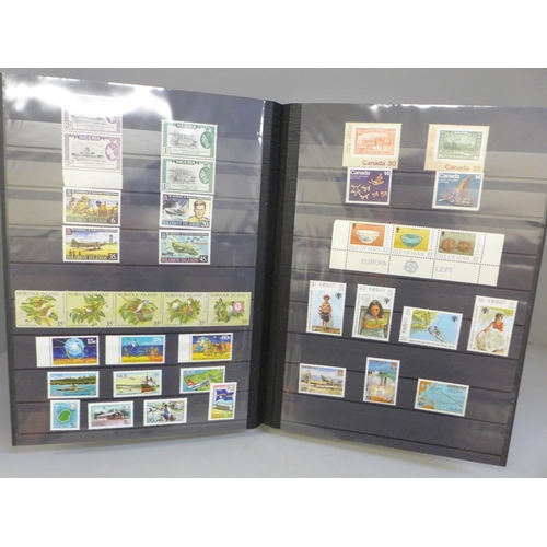 665 - 64 page stock book of commonwealth unmounted mint stamps, frequently in full sets