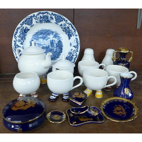 690 - A Carlton ware novelty walking tea service, teapot, four cups, cream, sugar and salt and pepper, eig... 