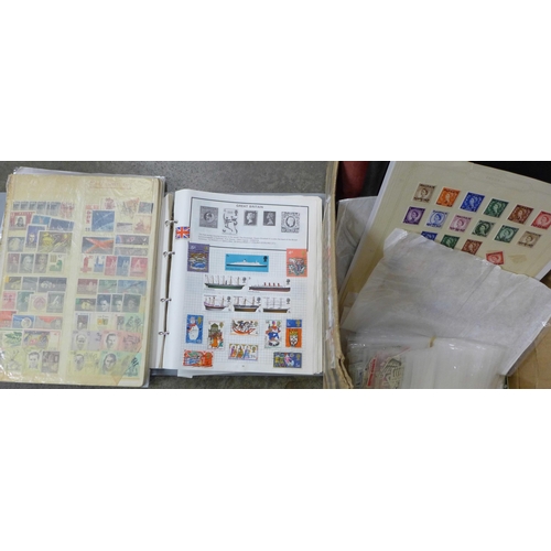 696 - Box of stamps, covers, etc., loose and in albums