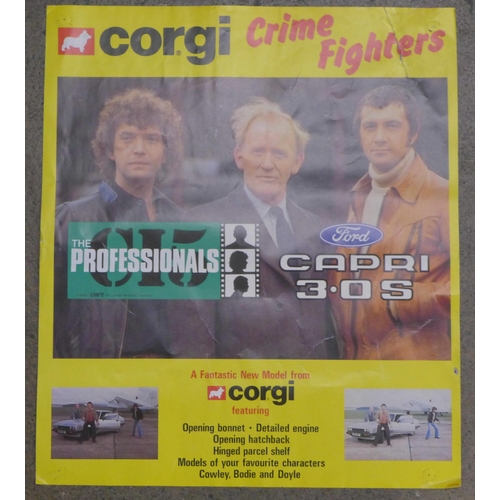 724 - A Corgi Toys advertising poster The Professionals Corgi Toys Capri