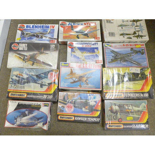 743 - Twelve military model kits including Airfix