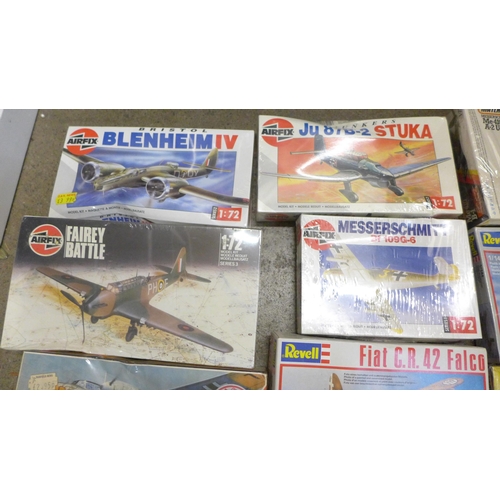 743 - Twelve military model kits including Airfix