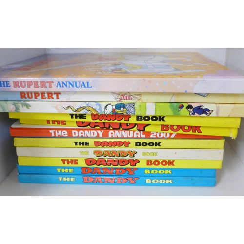 752 - Fifteen Rupert The Bear annuals, including 1960s, Dandy and three Beano annuals