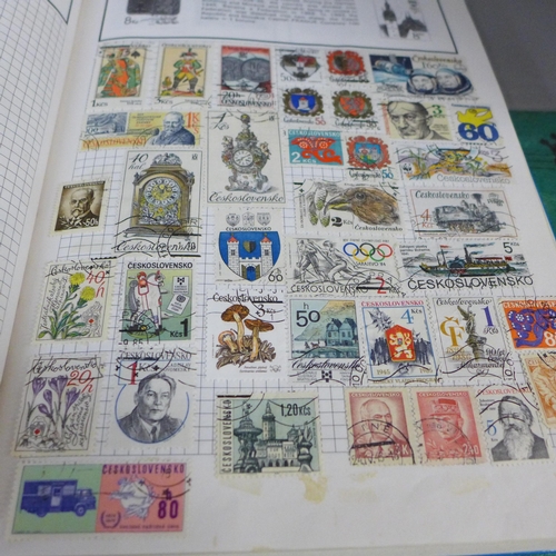 755 - Three stamp albums and a folder of loose stamps