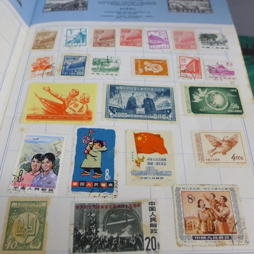 755 - Three stamp albums and a folder of loose stamps