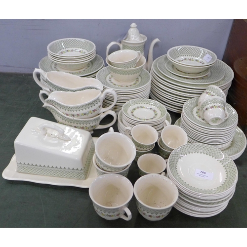 760 - A Masons Madrigal tea and dinner service, eight saucers, seven cereal bowls, eight coffee saucers, f... 