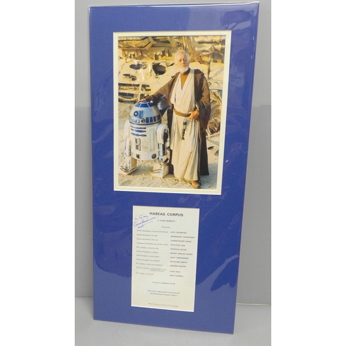 792 - An Alec Guinness (Star Wars) autographed display, (no COA)