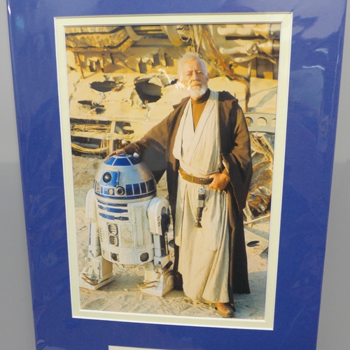 792 - An Alec Guinness (Star Wars) autographed display, (no COA)