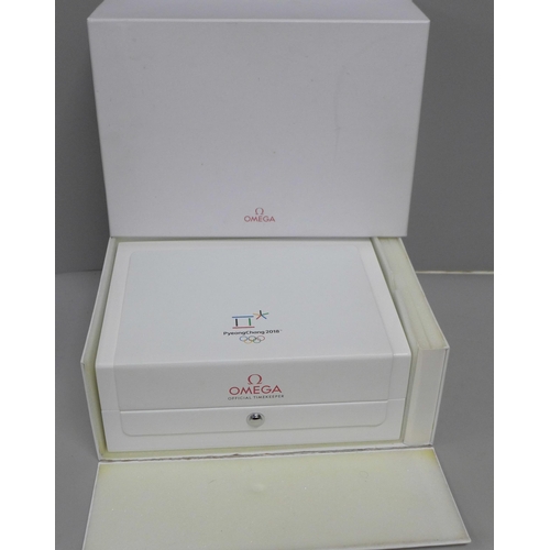 796 - An Omega watch box, PyeongChang 2018 Olympic Games and outer cardboard box