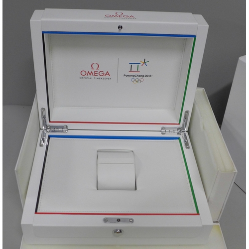 796 - An Omega watch box, PyeongChang 2018 Olympic Games and outer cardboard box