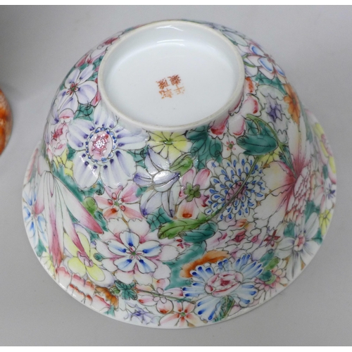 797 - An Oriental porcelain vase, 31cm and bowl