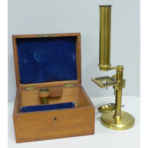 798 - A Horne & Co., Newgate St. London gilt brass microscope in a fitted walnut box