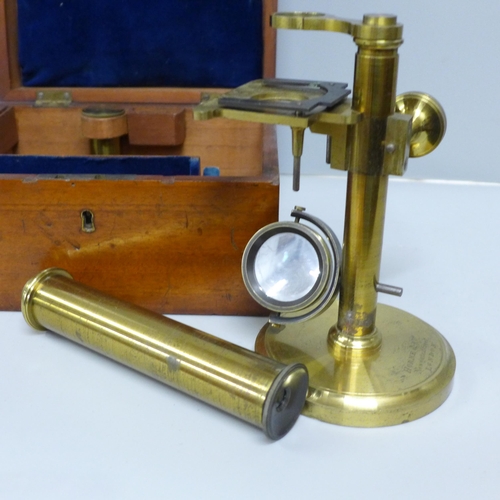 798 - A Horne & Co., Newgate St. London gilt brass microscope in a fitted walnut box