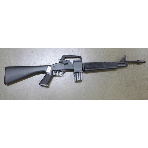 807 - A Crosman AIR17 pump action rifle with two clips in a dummy magazine, .177 calibre