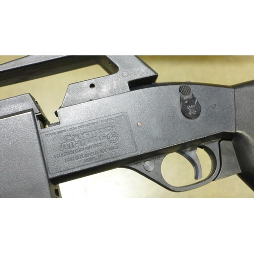 807 - A Crosman AIR17 pump action rifle with two clips in a dummy magazine, .177 calibre