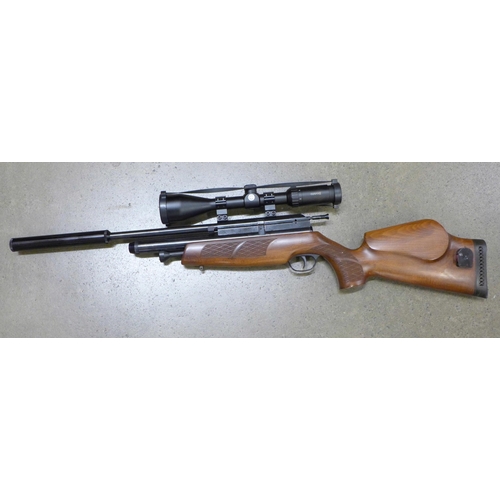 809 - A BSA Ultra Multishot PCP.22 calibre target shooting air gun, with Hawke scope, (serviced in 2023, n... 