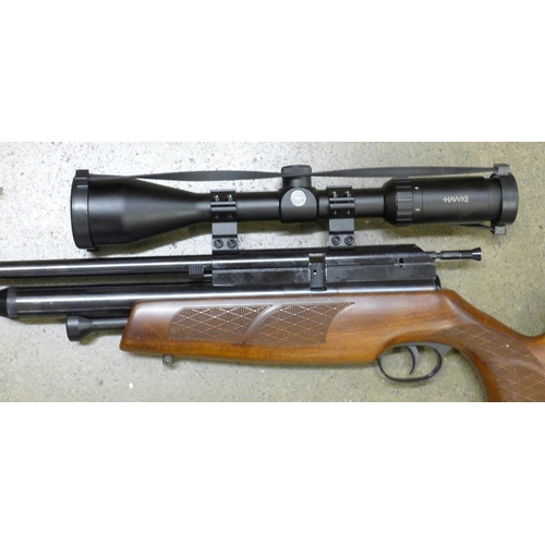 809 - A BSA Ultra Multishot PCP.22 calibre target shooting air gun, with Hawke scope, (serviced in 2023, n... 