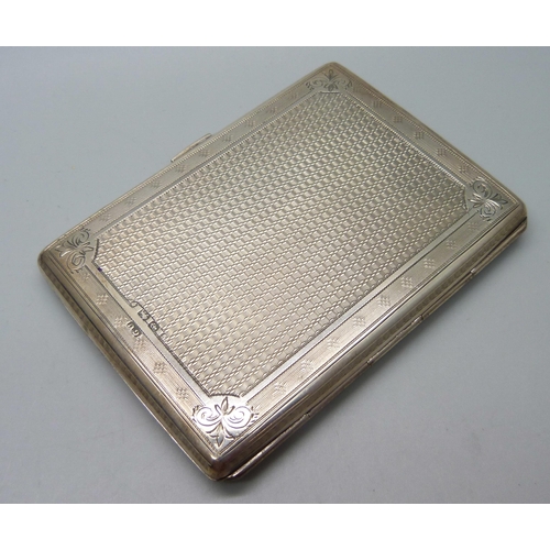 842 - A Victorian silver card case, Birmingham 1881, George Unite, in original fitted case, 124g, 72mm x 9... 