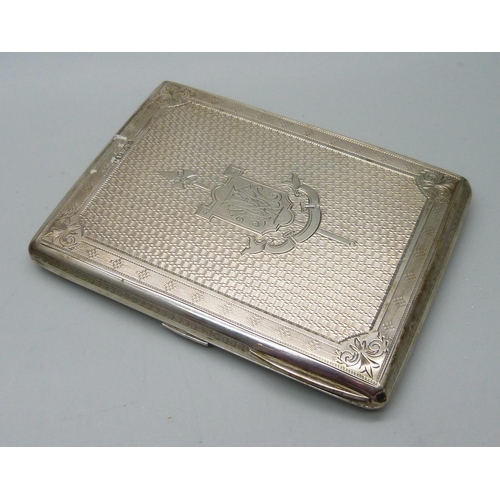 842 - A Victorian silver card case, Birmingham 1881, George Unite, in original fitted case, 124g, 72mm x 9... 