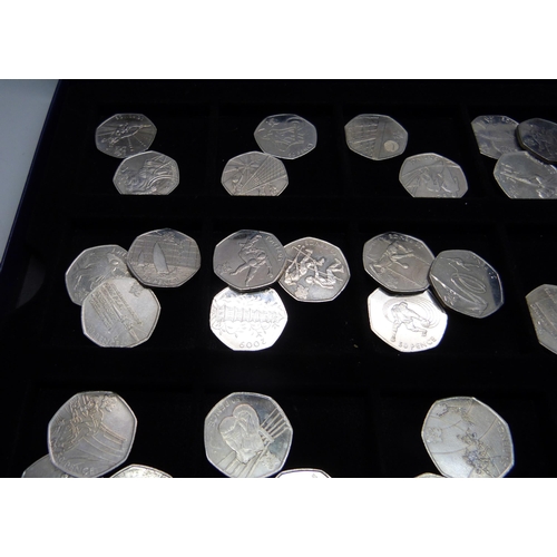 844 - A full set of twenty nine London Olympics 50p coins and one other