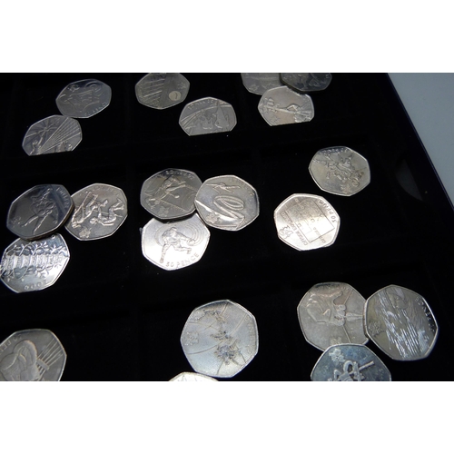 844 - A full set of twenty nine London Olympics 50p coins and one other