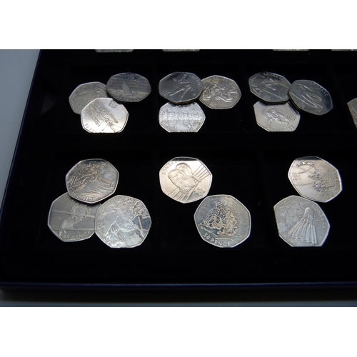 844 - A full set of twenty nine London Olympics 50p coins and one other