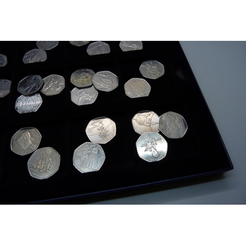 844 - A full set of twenty nine London Olympics 50p coins and one other