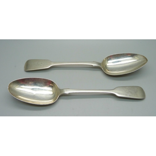 849 - A pair of Victorian silver serving spoons, London 1851, Robert Wallis, 140g