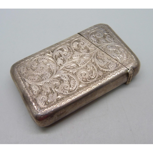 859 - A silver card holder, Birmingham 1902, maker C.E. Williams, 43.3g, 75mm x 43mm x 14mm