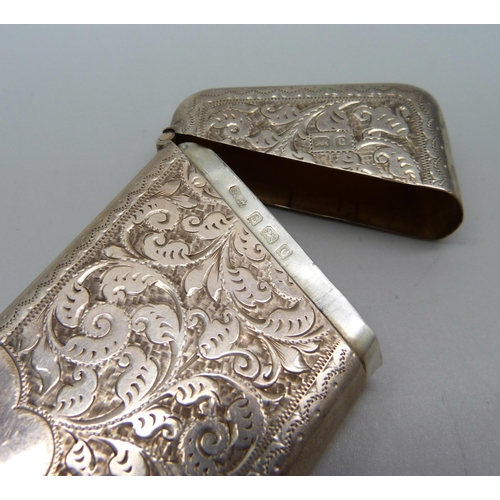 859 - A silver card holder, Birmingham 1902, maker C.E. Williams, 43.3g, 75mm x 43mm x 14mm