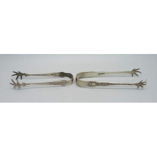 863 - Two pairs of silver sugar nips, 36g