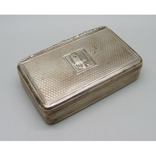 867 - A William IV silver snuff/tobacco box with gilt interior, London 1830, Thomas Edwards, 83g, 72mm wid... 