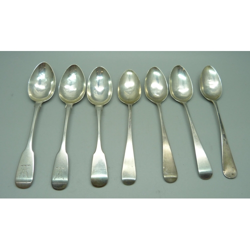 868 - Seven 19th Century silver spoons, 94g