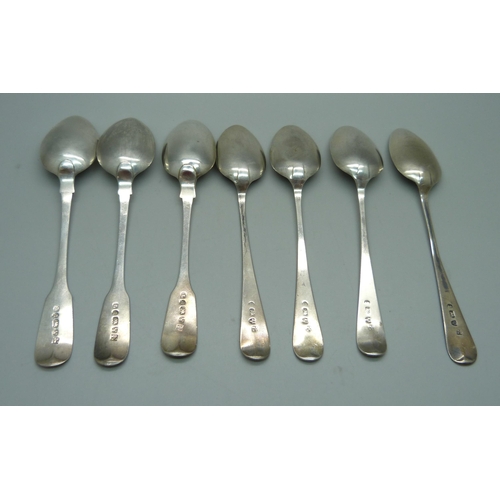 868 - Seven 19th Century silver spoons, 94g