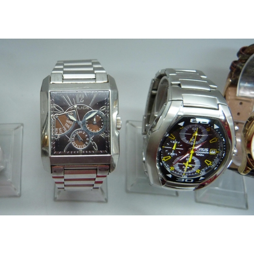 883 - Seven gentleman's wristwatches including Lorus, Timex, Accurist, Sekonda, etc.