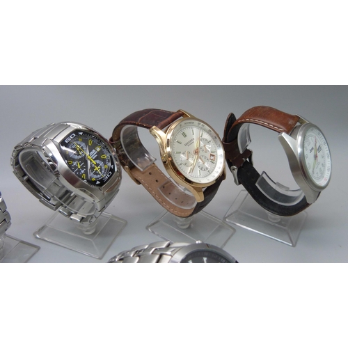 883 - Seven gentleman's wristwatches including Lorus, Timex, Accurist, Sekonda, etc.