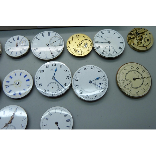 890 - A collection of pocket watch movements including Waltham, Luzerne Watch Co., etc.